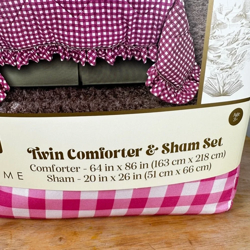 Wicked x Katie Kime Comforter Sham Set Twin Pink Gingham Glinda the Good NWT